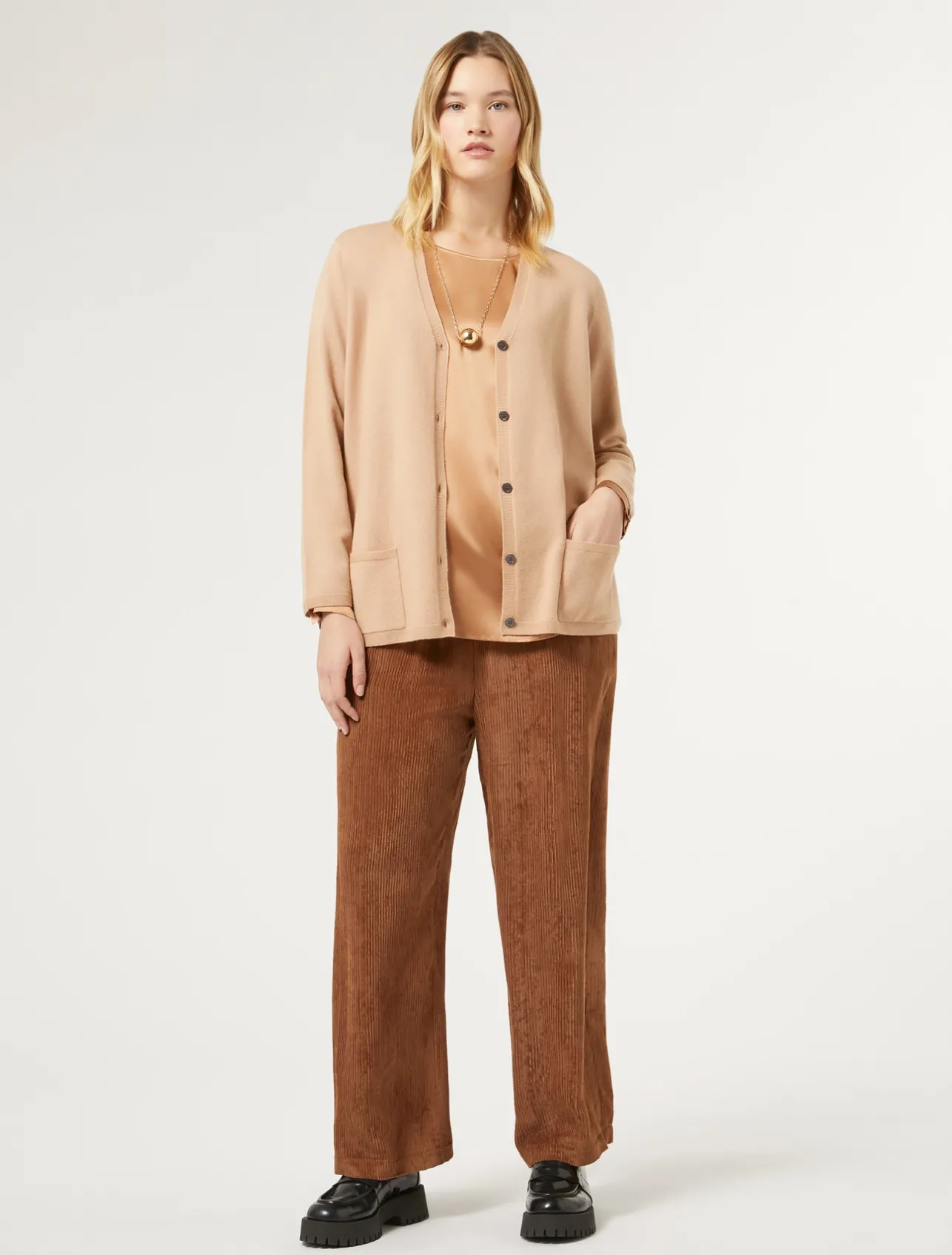 Fashion Marina Rinaldi Silk satin blouse CAMEL