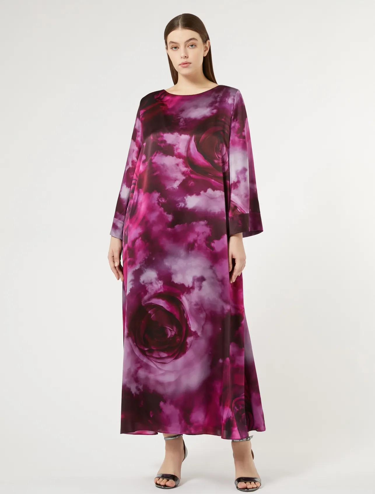 Sale Marina Rinaldi Silk satin oversized dress BORDEAUX