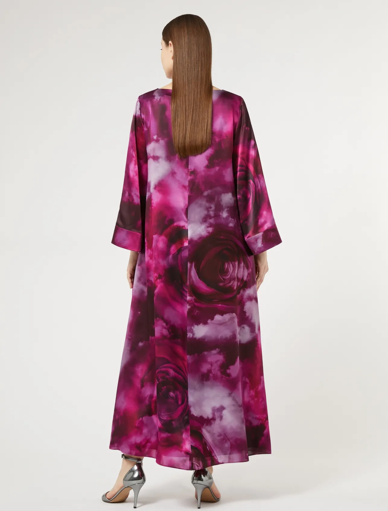 Sale Marina Rinaldi Silk satin oversized dress BORDEAUX