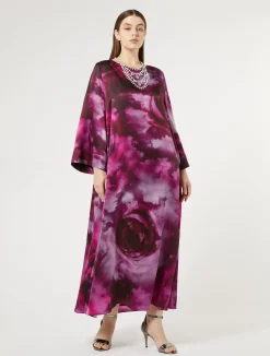 Sale Marina Rinaldi Silk satin oversized dress BORDEAUX