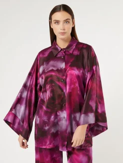 Outlet Marina Rinaldi Silk satin shirt BORDEAUX
