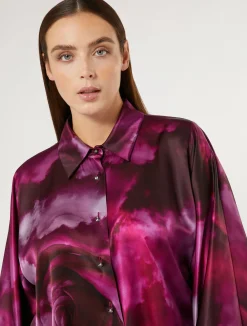 Outlet Marina Rinaldi Silk satin shirt BORDEAUX