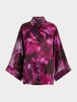 Outlet Marina Rinaldi Silk satin shirt BORDEAUX