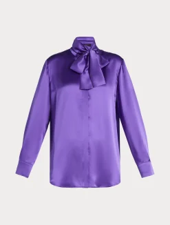 Online Marina Rinaldi Silk satin shirt PURPLE