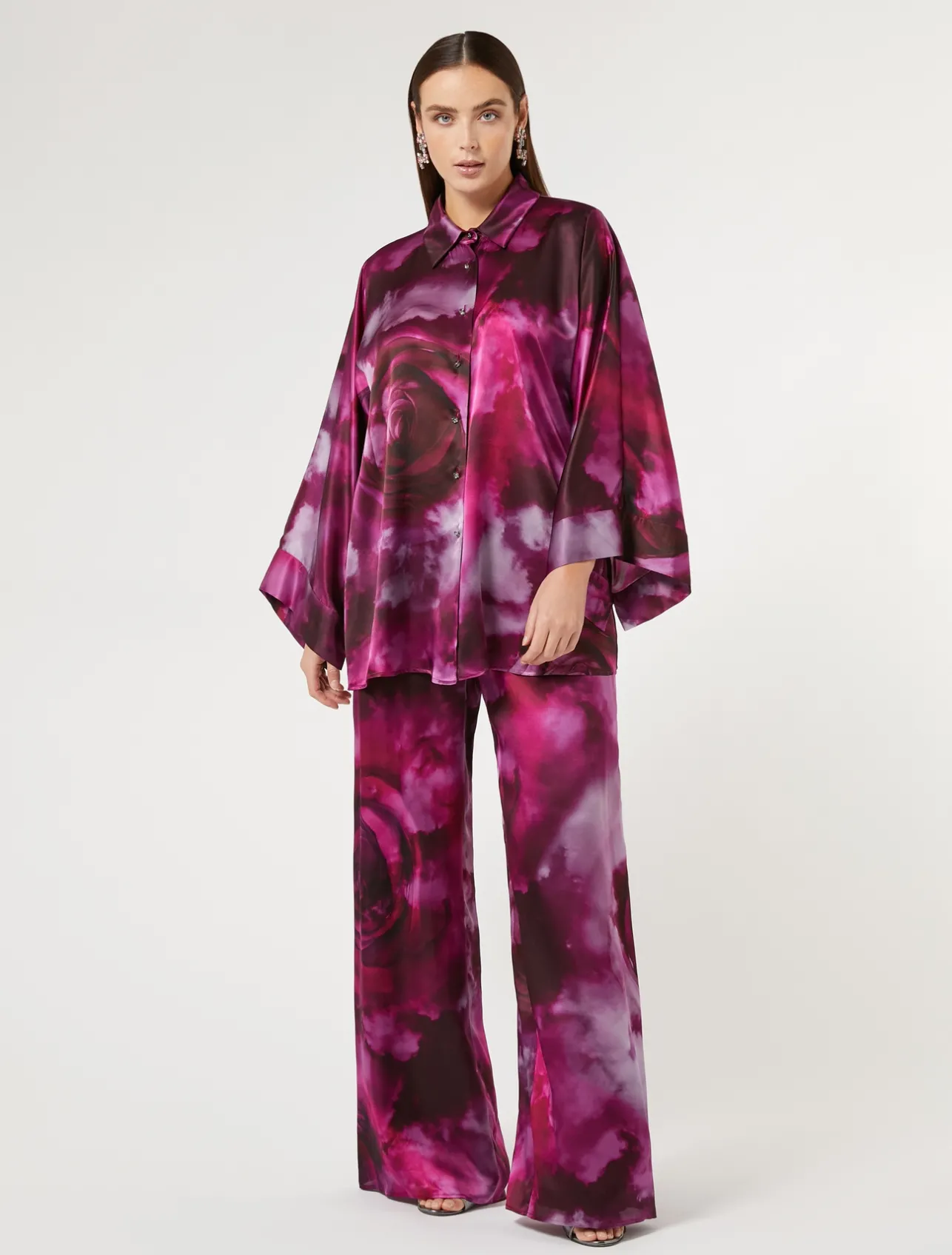 Outlet Marina Rinaldi Silk satin shirt BORDEAUX