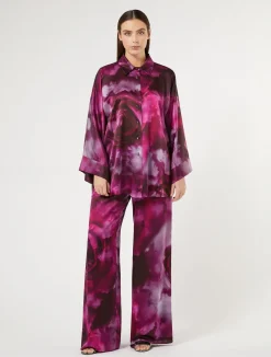 Outlet Marina Rinaldi Silk satin trousers BORDEAUX