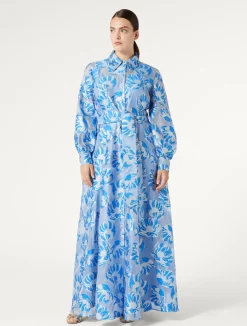 New Marina Rinaldi Silk shirt dress CORNFLOWERBLUE