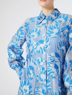 New Marina Rinaldi Silk shirt dress CORNFLOWERBLUE