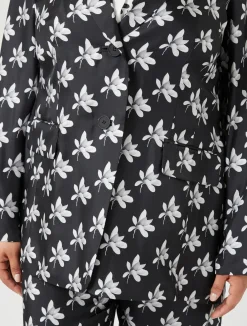 Best Marina Rinaldi Silk twill blazer jacket BLACK