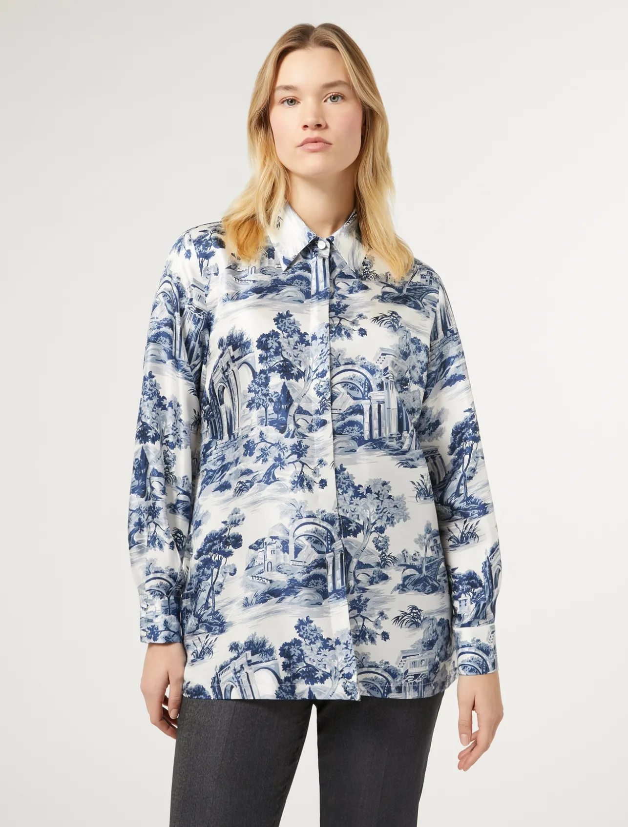 Hot Marina Rinaldi Silk twill shirt WHITEBLUE