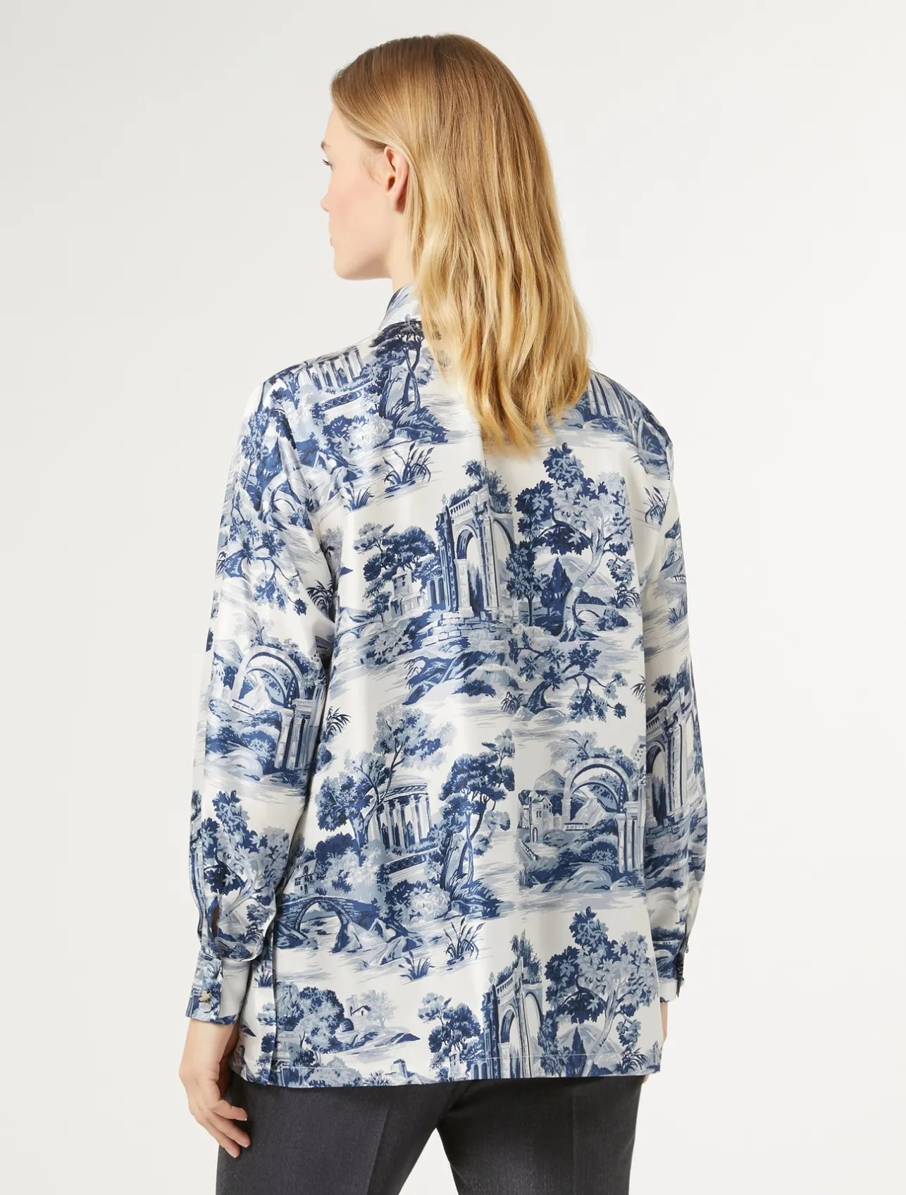 Hot Marina Rinaldi Silk twill shirt WHITEBLUE