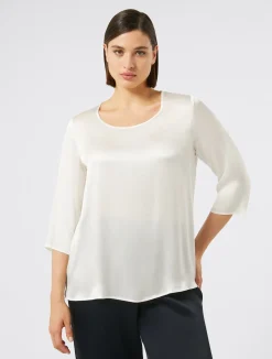 Sale Marina Rinaldi Silk-blend blouse WHITE
