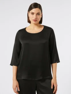 Discount Marina Rinaldi Silk-blend blouse BLACK