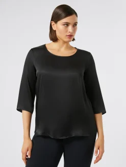 Best Marina Rinaldi Silk-blend blouse MIDNIGHTBLUE