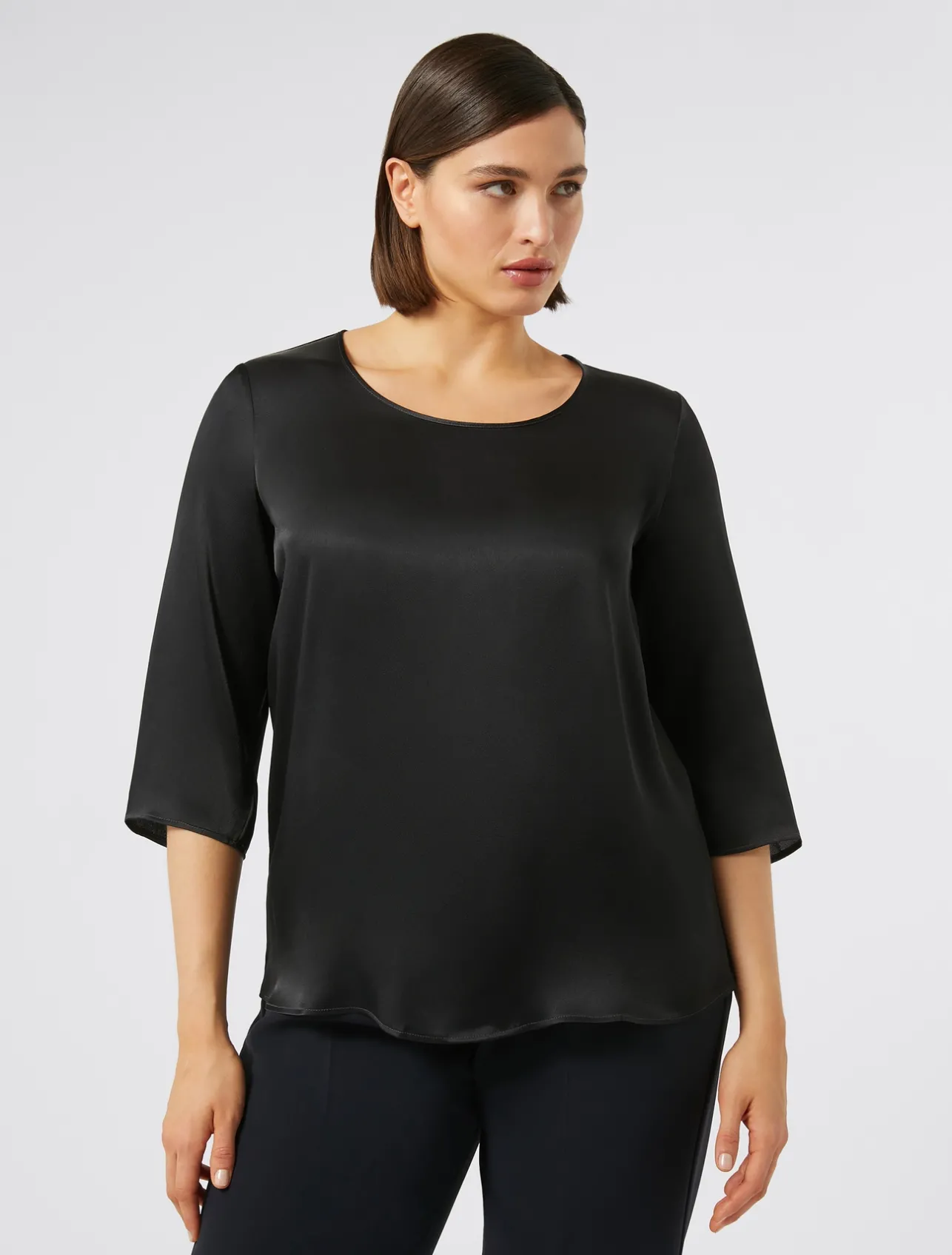 Best Marina Rinaldi Silk-blend blouse MIDNIGHTBLUE