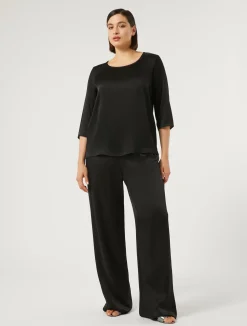 Discount Marina Rinaldi Silk-blend blouse BLACK
