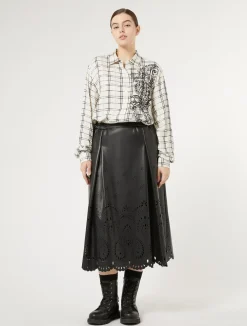 Online Marina Rinaldi Skirt in coated fabric BLACK