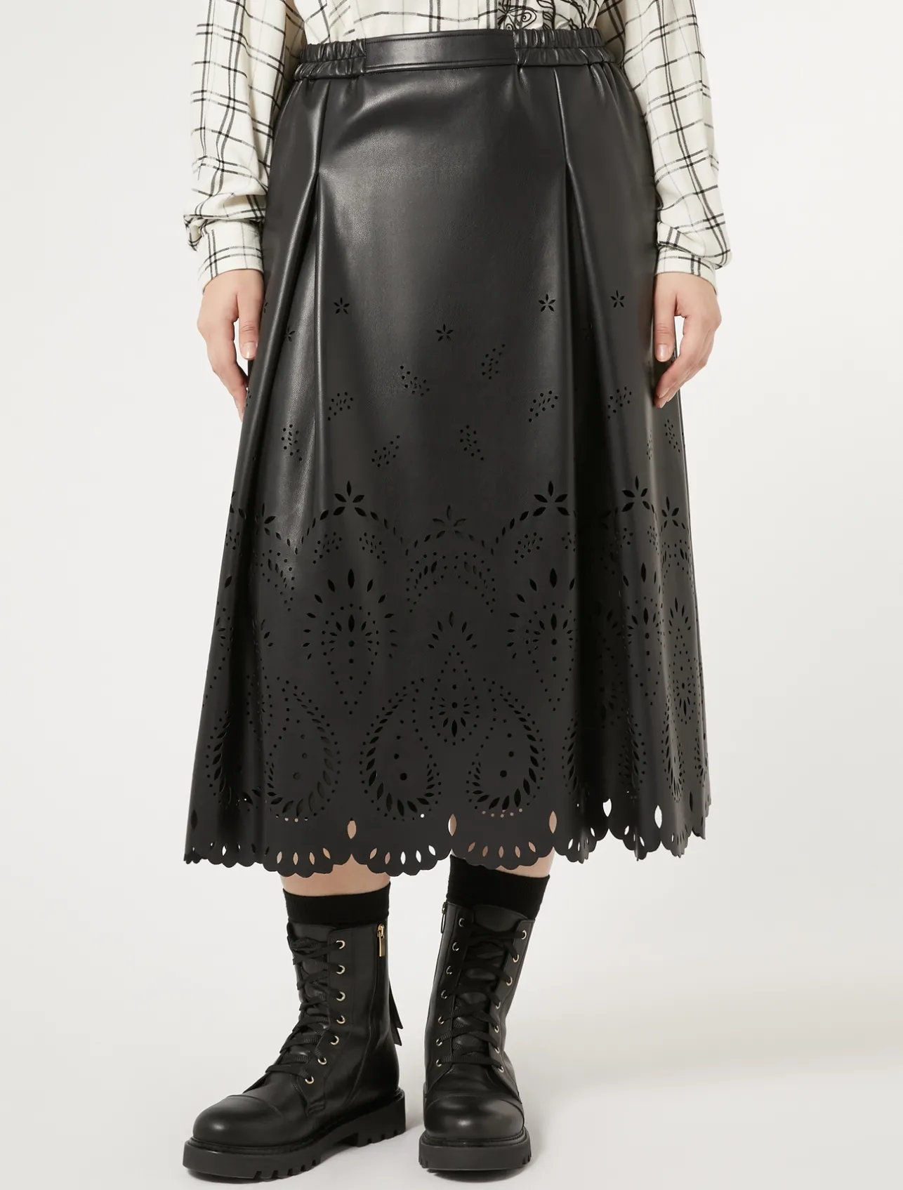 Online Marina Rinaldi Skirt in coated fabric BLACK