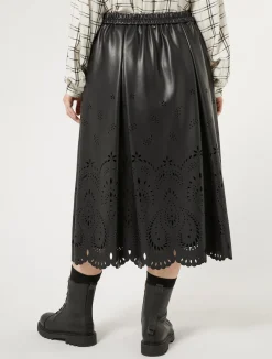 Online Marina Rinaldi Skirt in coated fabric BLACK