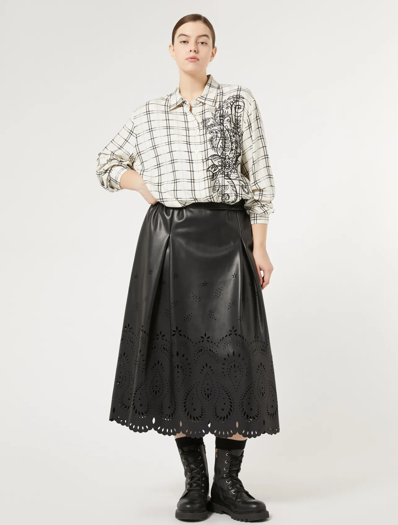 Online Marina Rinaldi Skirt in coated fabric BLACK