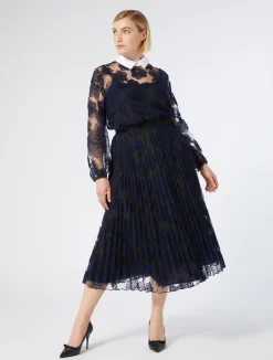 Fashion Marina Rinaldi Skirt in embroidered lace MIDNIGHTBLUE