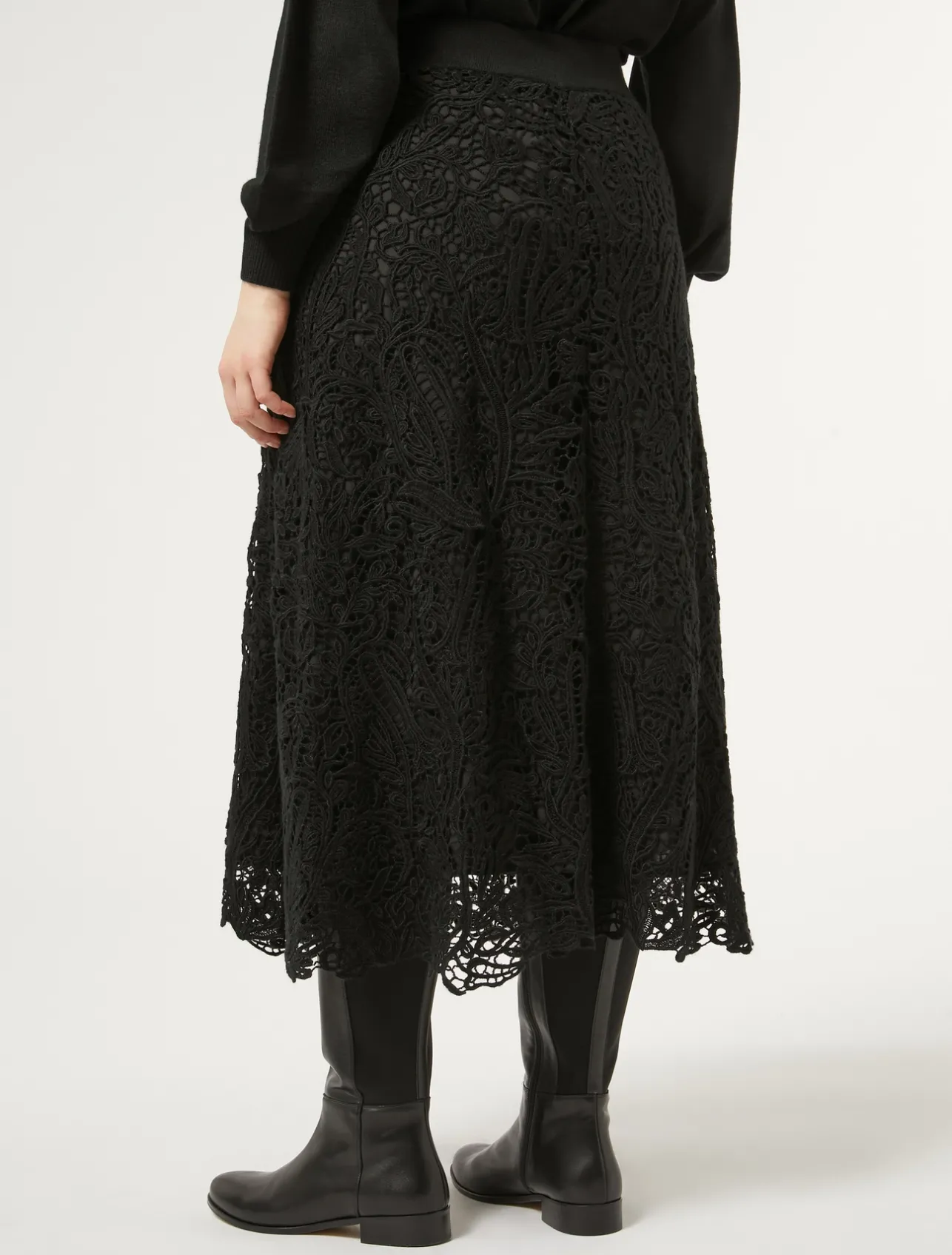 Hot Marina Rinaldi Skirt with macramé embroidery BLACK