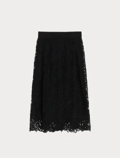 Hot Marina Rinaldi Skirt with macramé embroidery BLACK