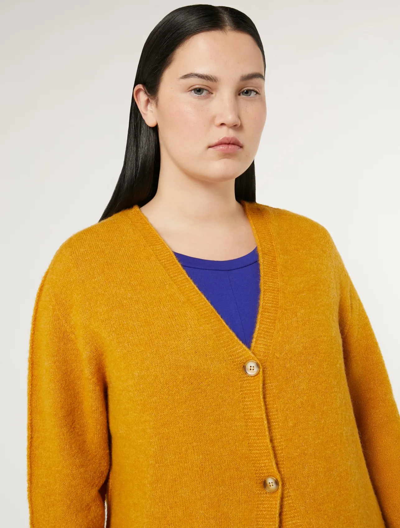 Fashion Marina Rinaldi Soft wool cardigan MUSTARD
