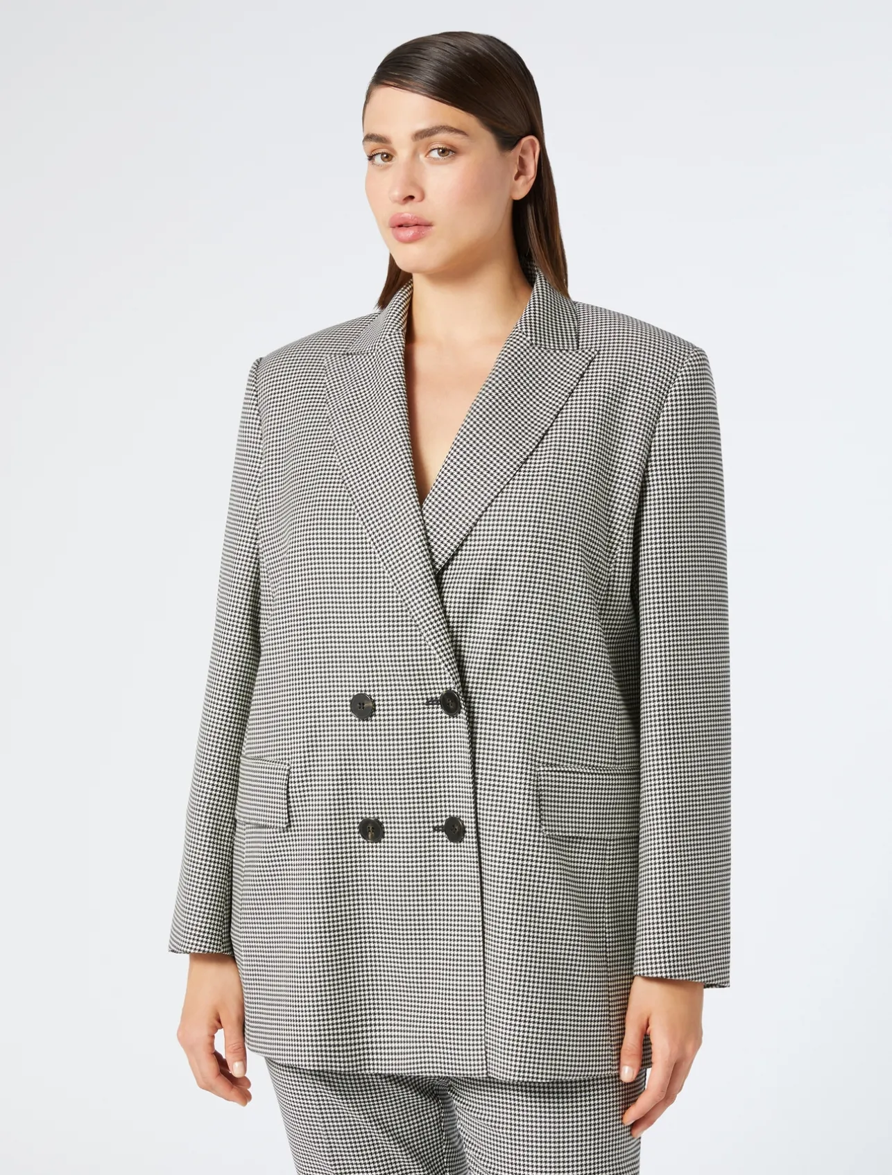 Outlet Marina Rinaldi Stretch batavia wool blazer BLACKWHITE