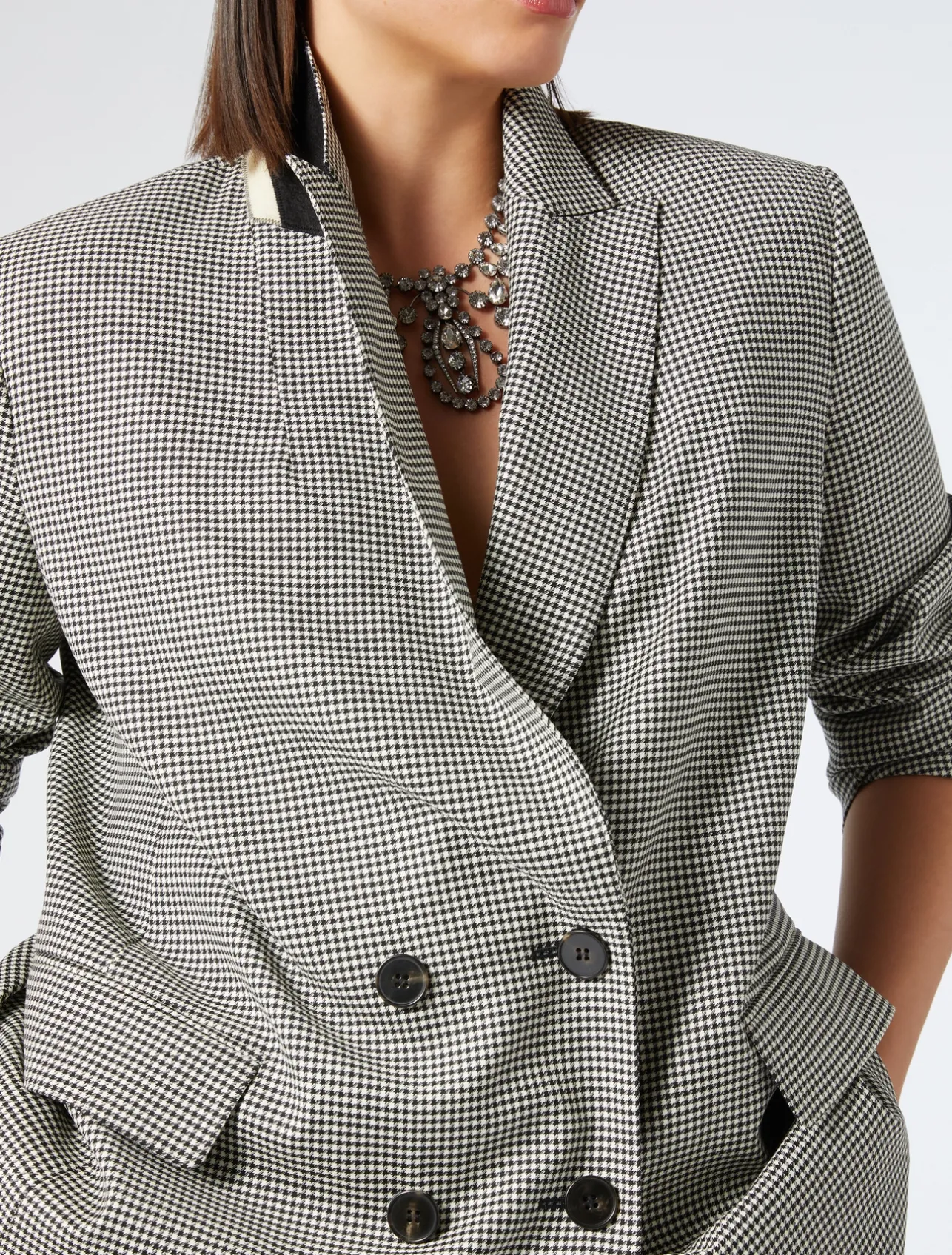 Outlet Marina Rinaldi Stretch batavia wool blazer BLACKWHITE