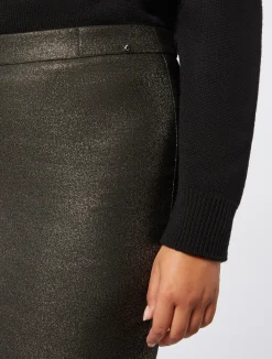 Discount Marina Rinaldi Stretch bengaline skirt GOLDBLACK