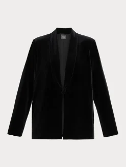 Outlet Marina Rinaldi Stretch chenille blazer BLACK