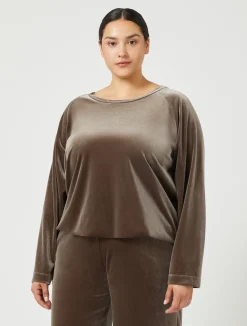 Online Marina Rinaldi Stretch chenille sweatshirt STONE