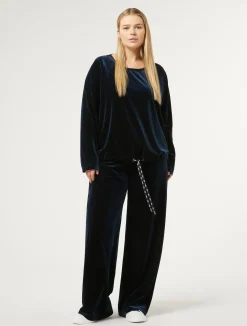 Discount Marina Rinaldi Stretch chenille trousers MIDNIGHTBLUE