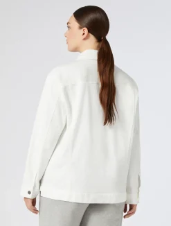 Fashion Marina Rinaldi Stretch cotton bull denim jacket WHITE