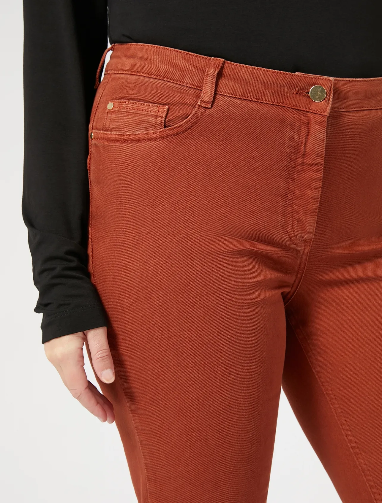 Outlet Marina Rinaldi Stretch cotton bull denim jeans TERRACOTTA