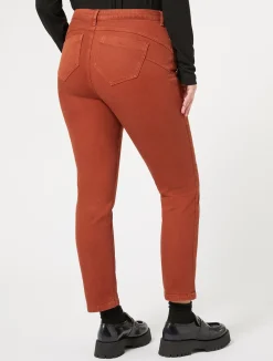 Outlet Marina Rinaldi Stretch cotton bull denim jeans TERRACOTTA