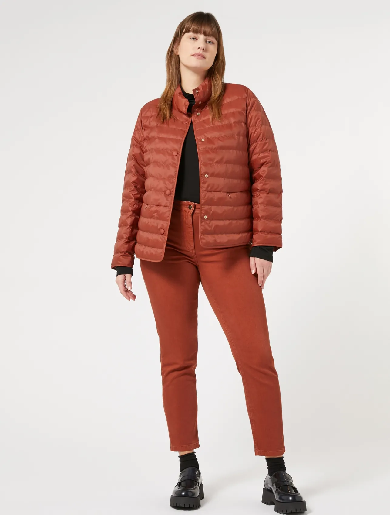 Outlet Marina Rinaldi Stretch cotton bull denim jeans TERRACOTTA