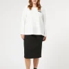 Discount Marina Rinaldi Stretch cotton denim skirt BLACK