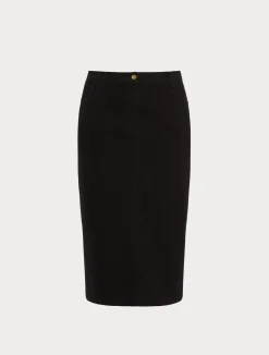 Discount Marina Rinaldi Stretch cotton denim skirt BLACK