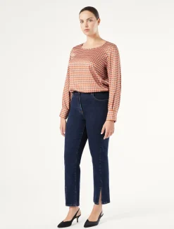Fashion Marina Rinaldi Stretch cotton denim trousers MIDNIGHTBLUE