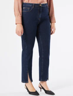 Fashion Marina Rinaldi Stretch cotton denim trousers MIDNIGHTBLUE