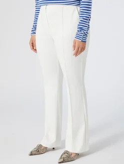 Online Marina Rinaldi Stretch cotton flared trousers WHITE