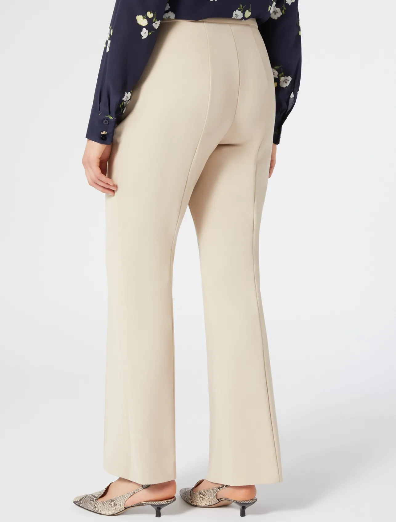 New Marina Rinaldi Stretch cotton flared trousers BEIGE
