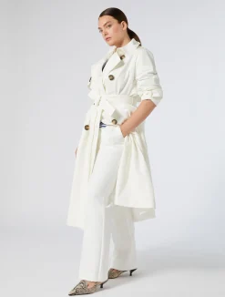 Online Marina Rinaldi Stretch cotton flared trousers WHITE