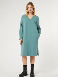 New Marina Rinaldi Stretch cotton fleece dress SAGEGREEN