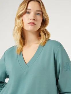 New Marina Rinaldi Stretch cotton fleece dress SAGEGREEN