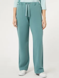 Outlet Marina Rinaldi Stretch cotton fleece trousers SAGEGREEN