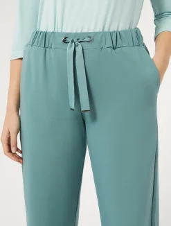 Outlet Marina Rinaldi Stretch cotton fleece trousers SAGEGREEN