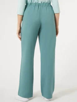 Outlet Marina Rinaldi Stretch cotton fleece trousers SAGEGREEN